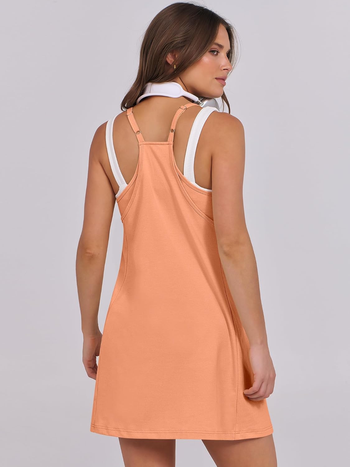 ANRABESS Women Summer Dress 2025 Beach Vacation Outfits Tennis Athletic Workout Romper Dress Built in Shorts Travel Clothes