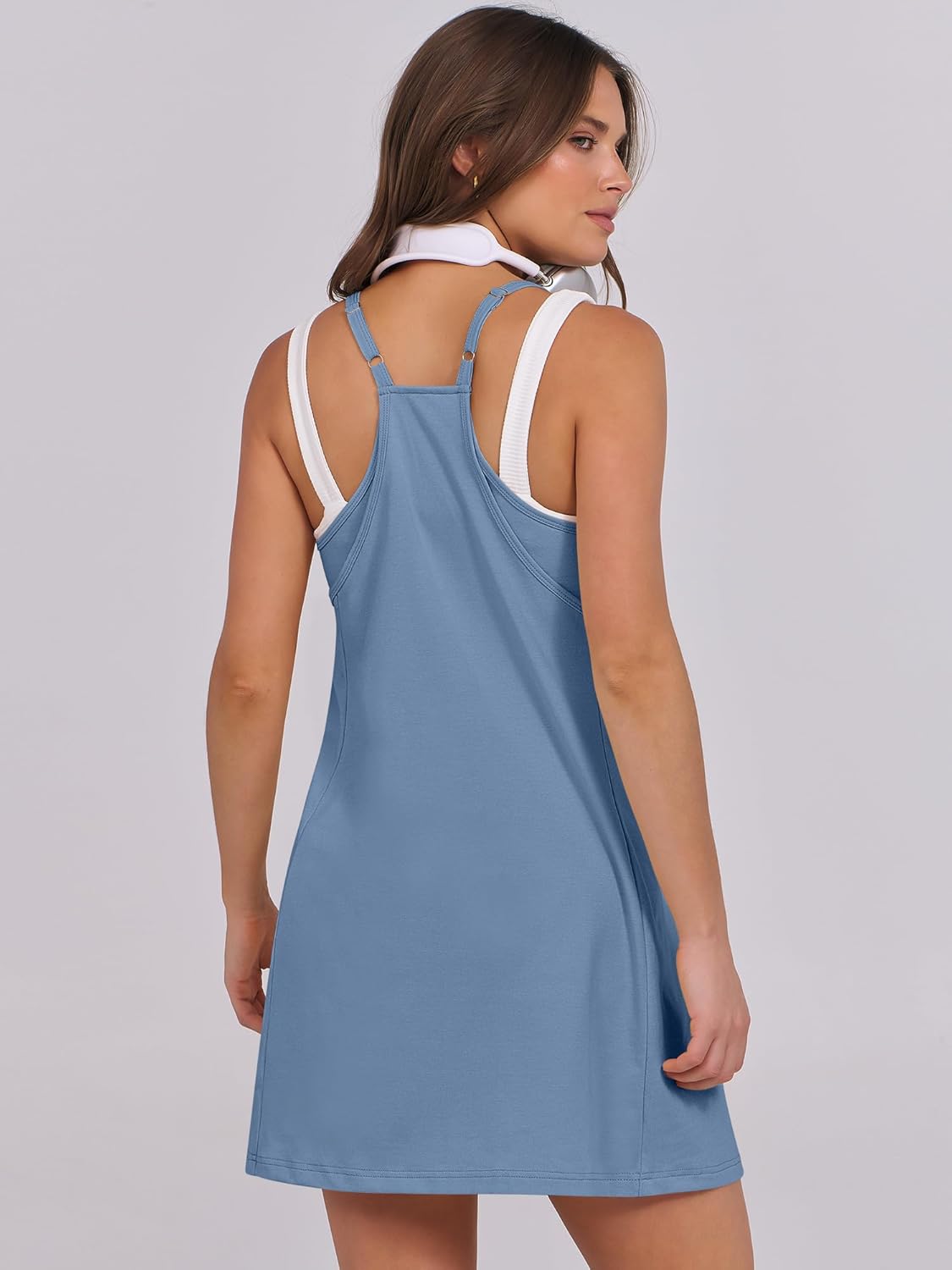 ANRABESS Women Summer Dress 2025 Beach Vacation Outfits Tennis Athletic Workout Romper Dress Built in Shorts Travel Clothes
