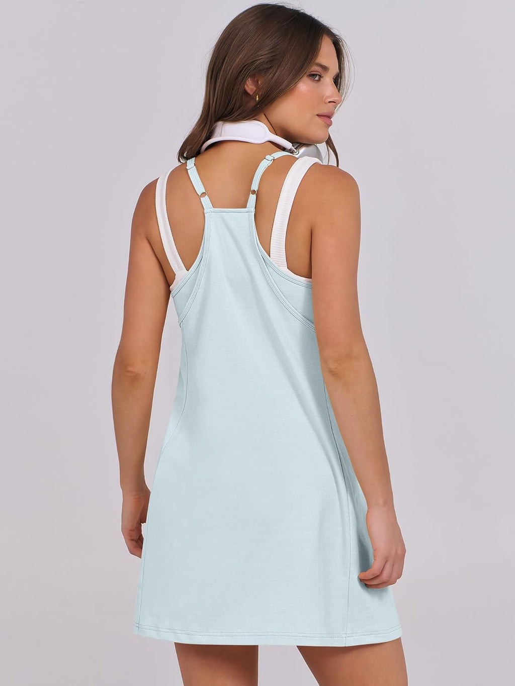 ANRABESS Women Summer Dress 2025 Beach Vacation Outfits Tennis Athletic Workout Romper Dress Built in Shorts Travel Clothes