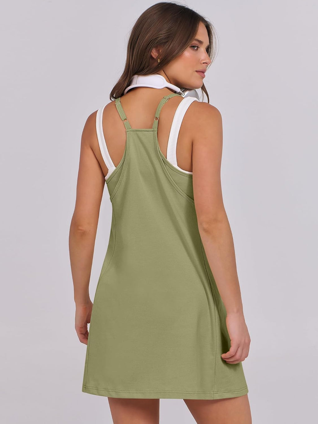 ANRABESS Women Summer Dress 2025 Beach Vacation Outfits Tennis Athletic Workout Romper Dress Built in Shorts Travel Clothes