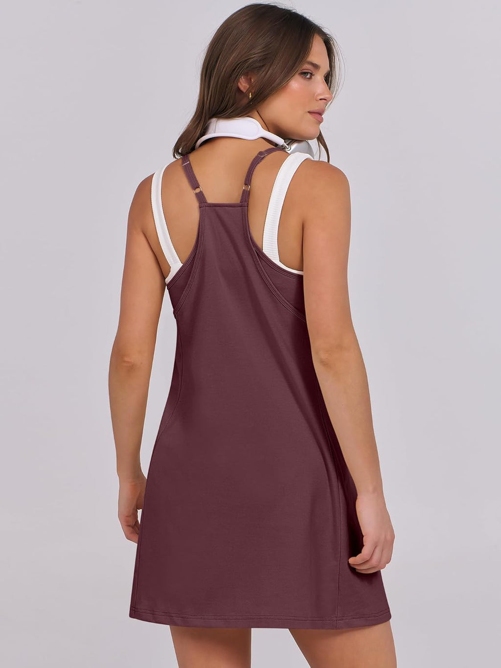 ANRABESS Women Summer Dress 2025 Beach Vacation Outfits Tennis Athletic Workout Romper Dress Built in Shorts Travel Clothes