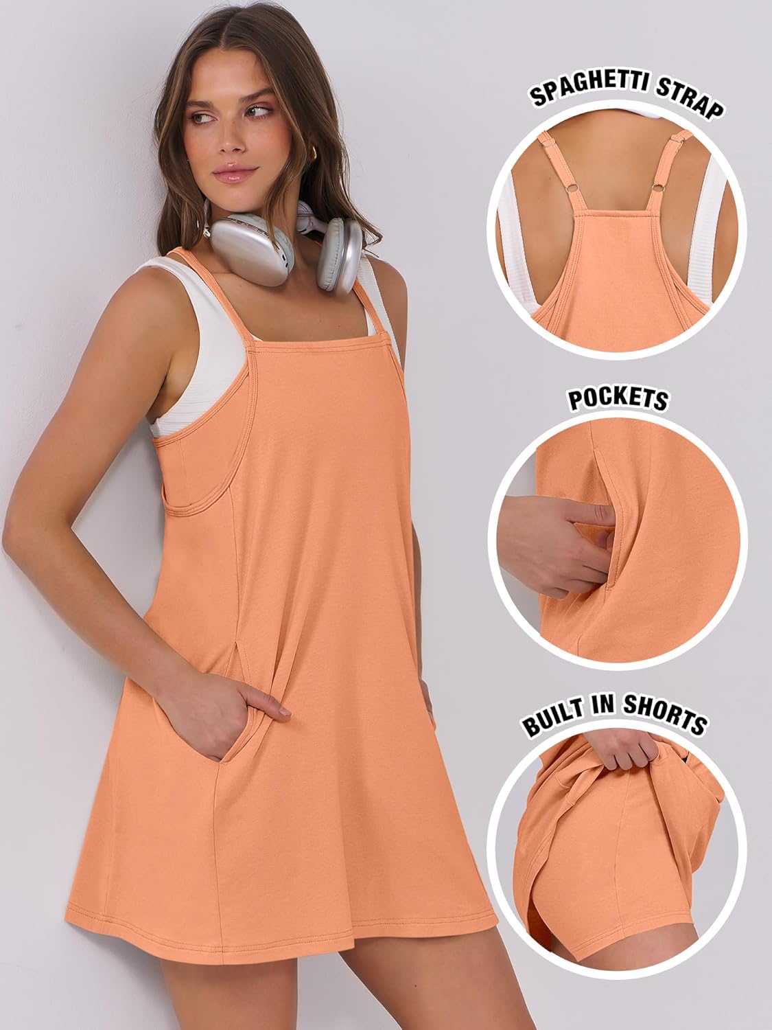 ANRABESS Women Summer Dress 2025 Beach Vacation Outfits Tennis Athletic Workout Romper Dress Built in Shorts Travel Clothes