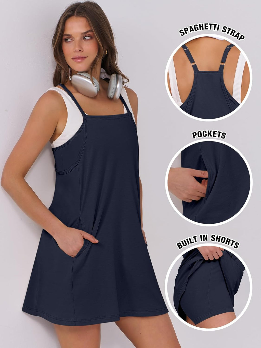 ANRABESS Women Summer Dress 2025 Beach Vacation Outfits Tennis Athletic Workout Romper Dress Built in Shorts Travel Clothes