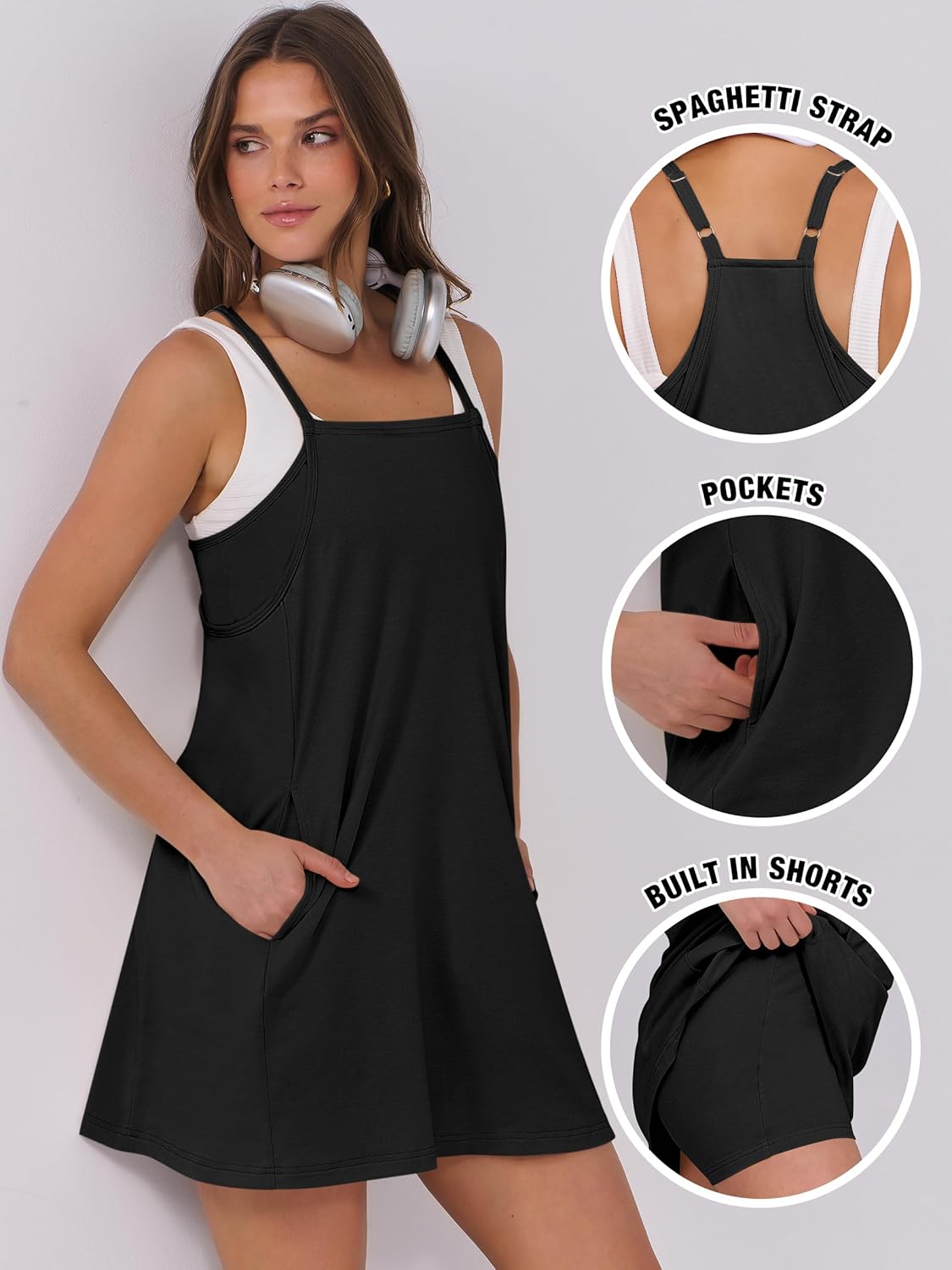 ANRABESS Women Summer Dress 2025 Beach Vacation Outfits Tennis Athletic Workout Romper Dress Built in Shorts Travel Clothes