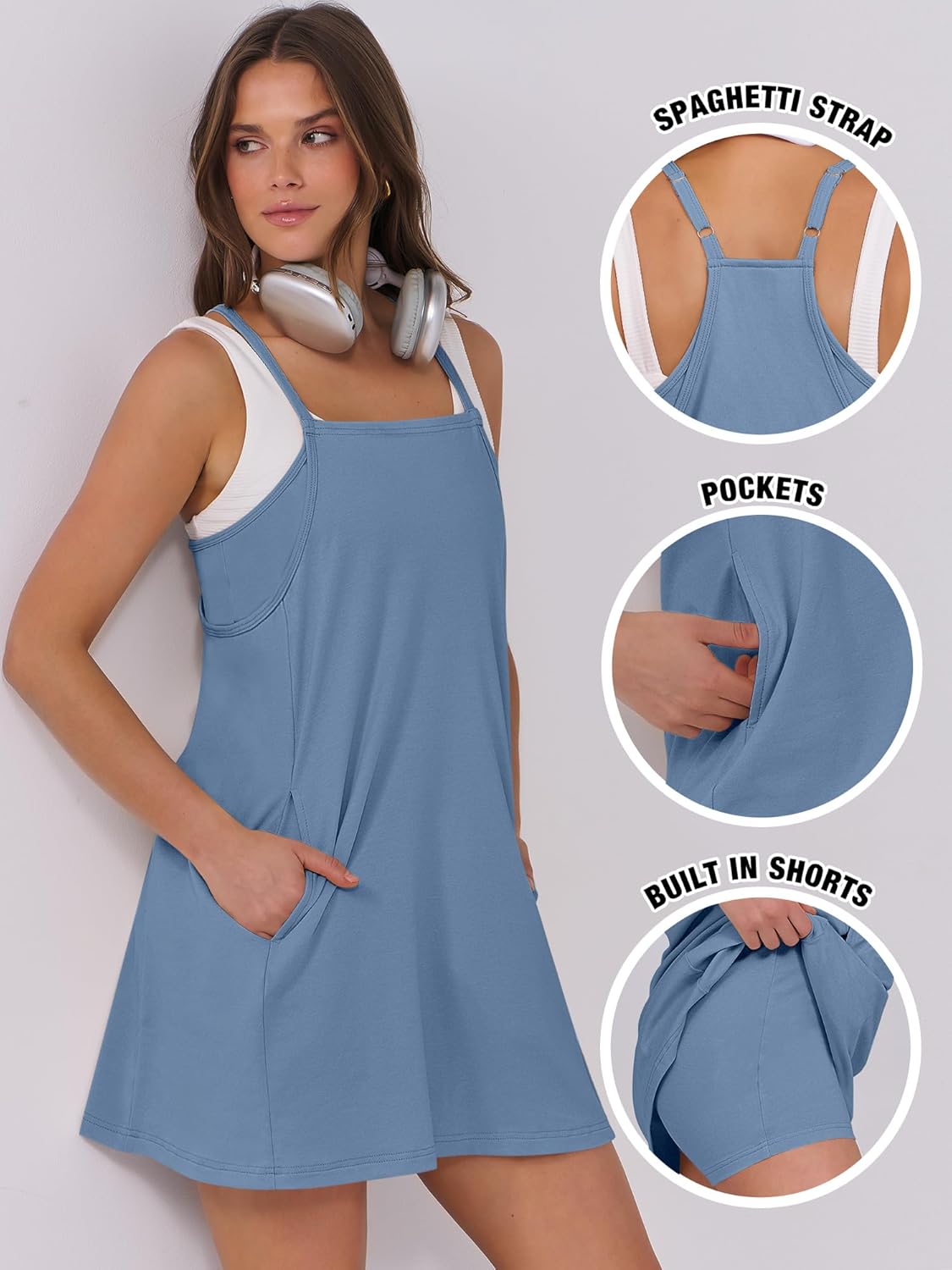 ANRABESS Women Summer Dress 2025 Beach Vacation Outfits Tennis Athletic Workout Romper Dress Built in Shorts Travel Clothes