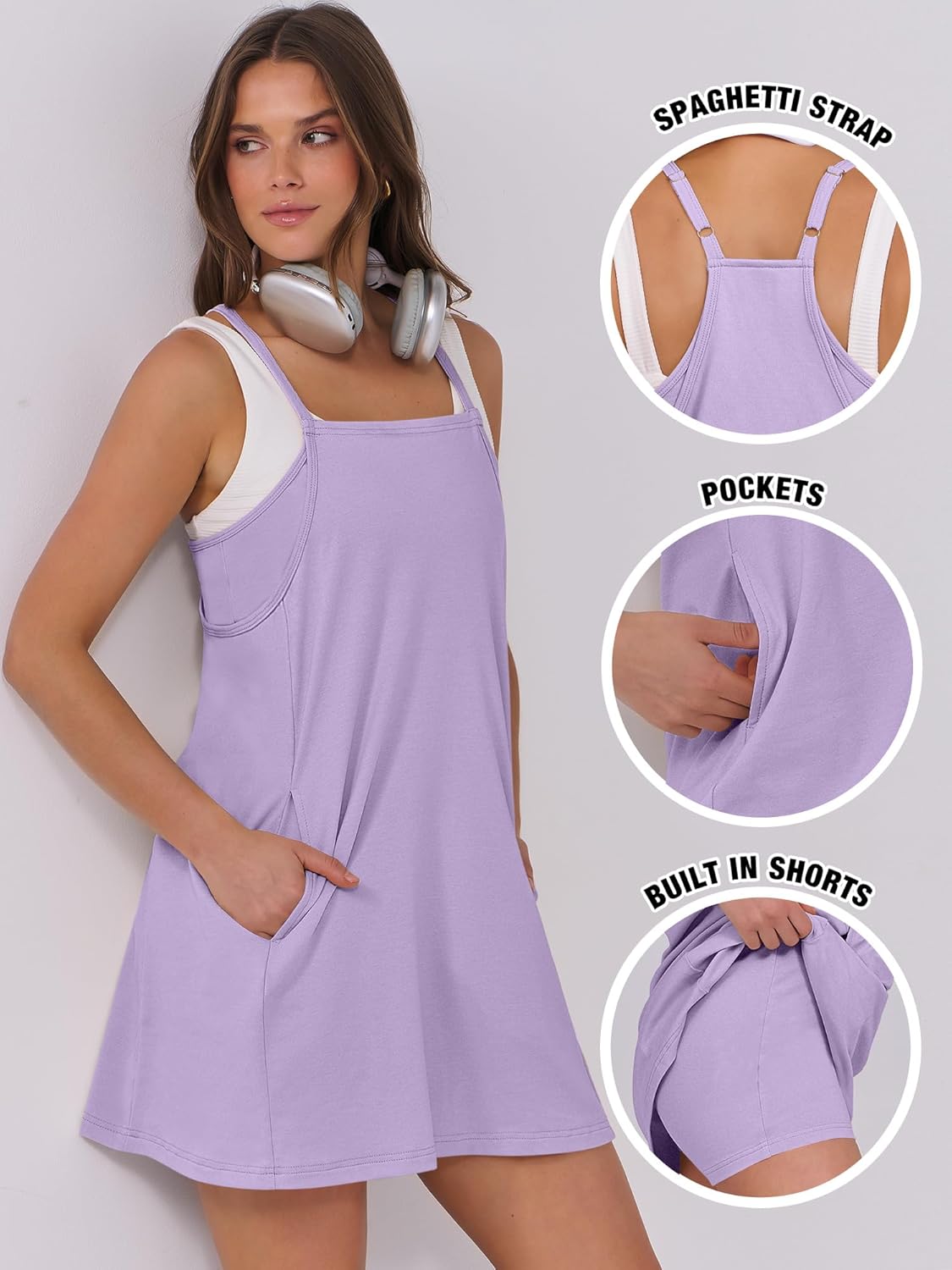 ANRABESS Women Summer Dress 2025 Beach Vacation Outfits Tennis Athletic Workout Romper Dress Built in Shorts Travel Clothes