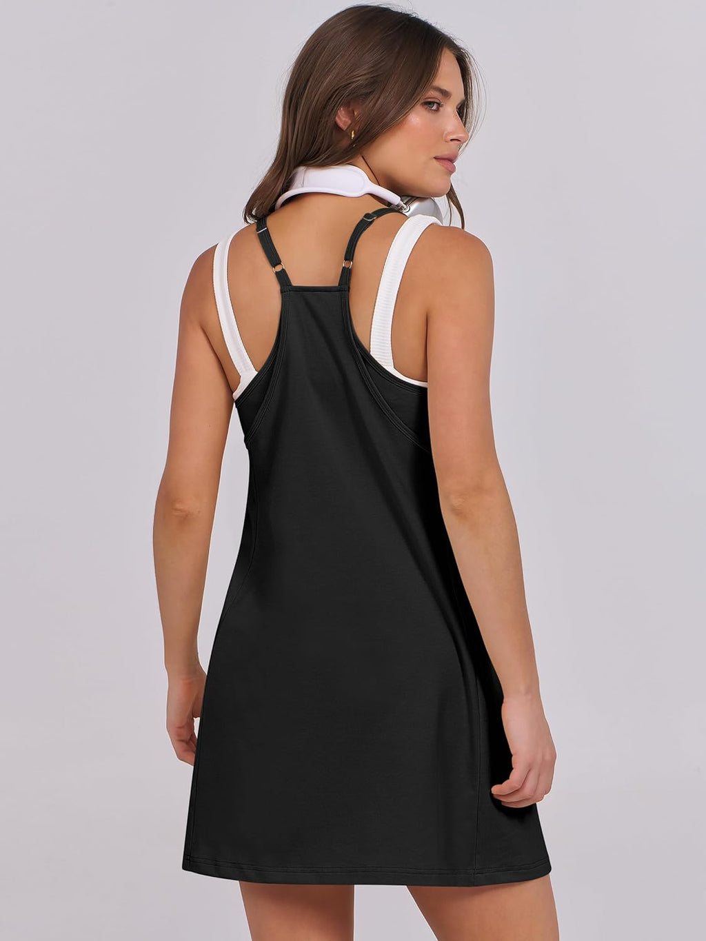ANRABESS Women Summer Dress 2025 Beach Vacation Outfits Tennis Athletic Workout Romper Dress Built in Shorts Travel Clothes