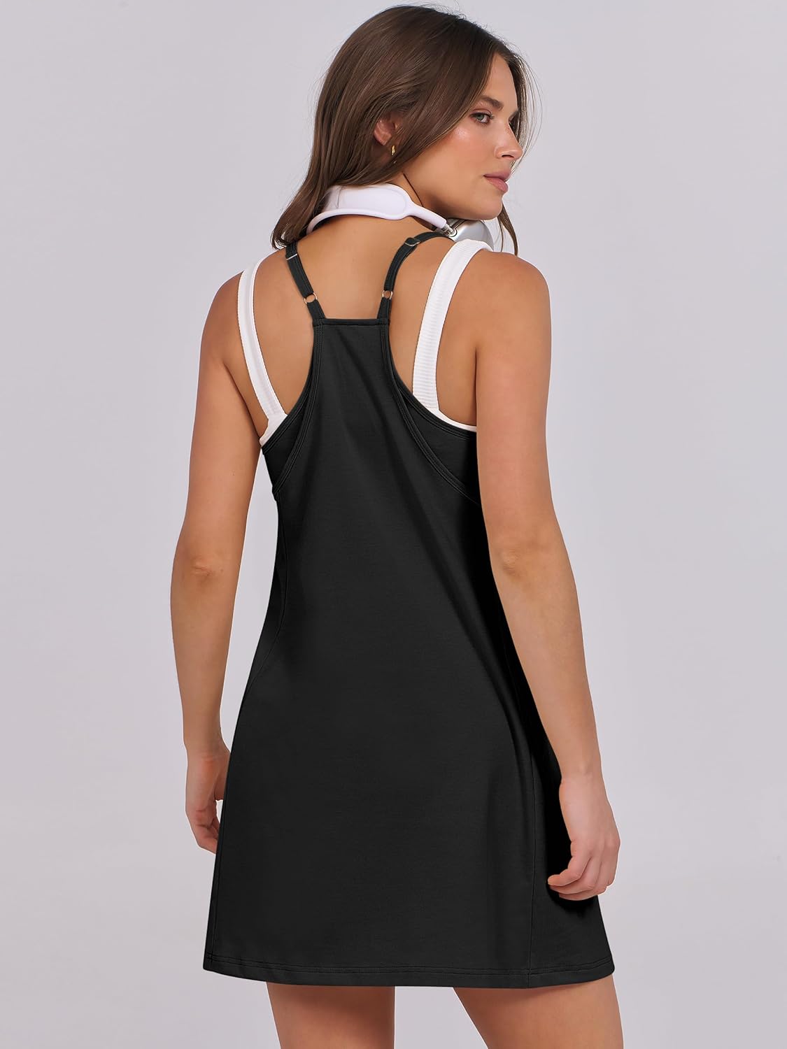 ANRABESS Women Summer Dress 2025 Beach Vacation Outfits Tennis Athletic Workout Romper Dress Built in Shorts Travel Clothes
