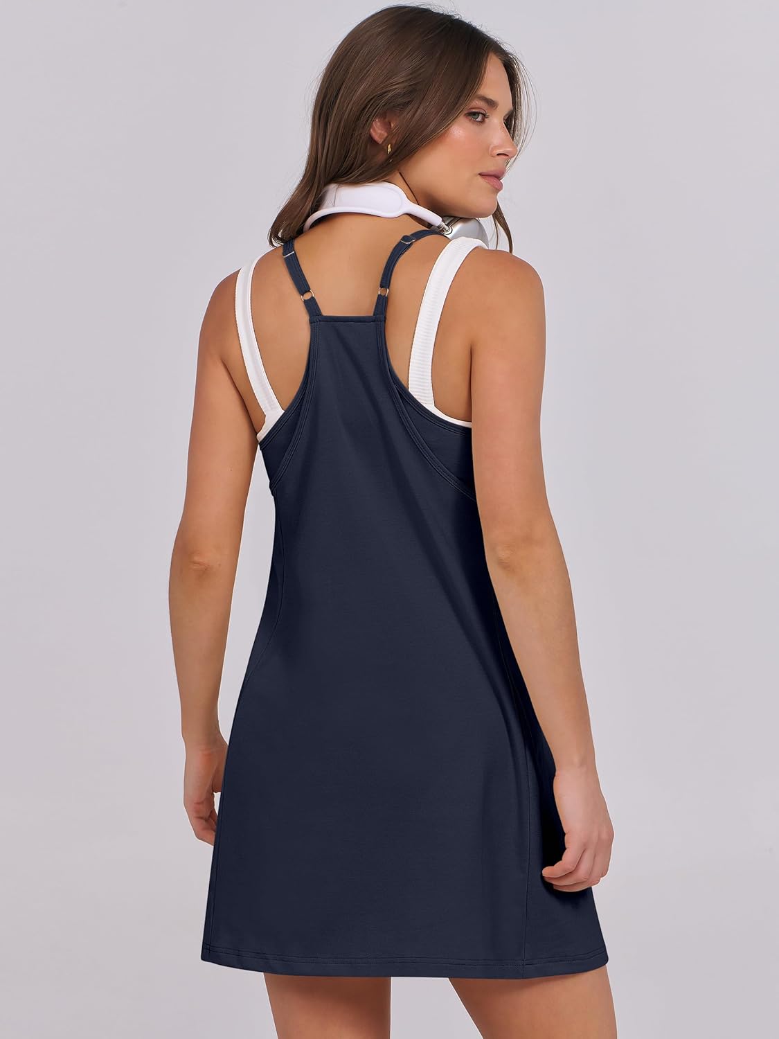 ANRABESS Women Summer Dress 2025 Beach Vacation Outfits Tennis Athletic Workout Romper Dress Built in Shorts Travel Clothes