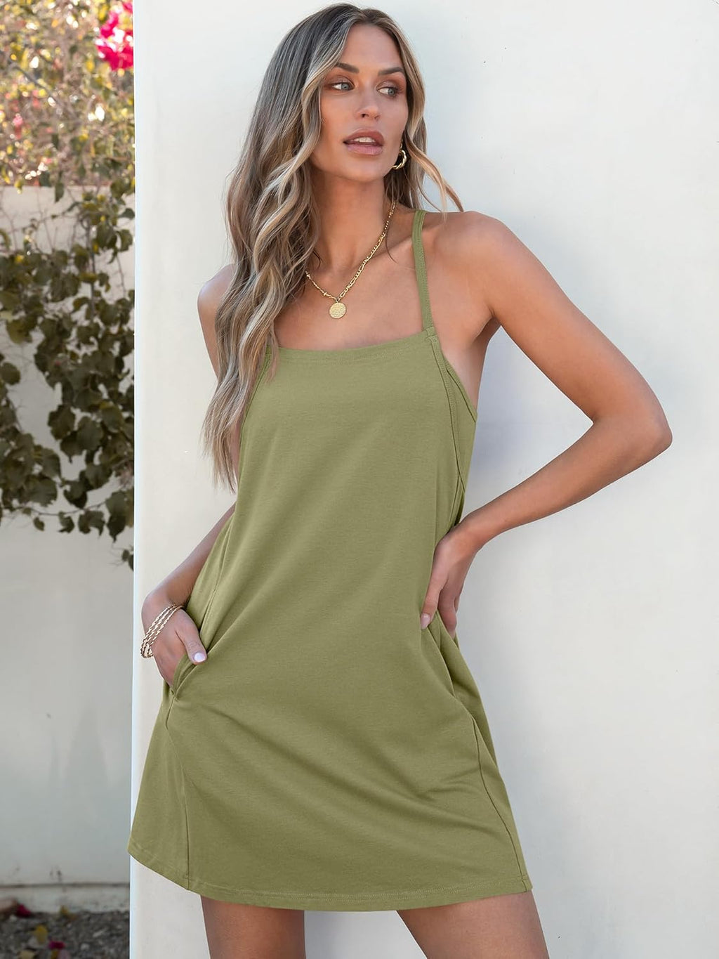ANRABESS Women Summer Dress 2025 Beach Vacation Outfits Tennis Athletic Workout Romper Dress Built in Shorts Travel Clothes