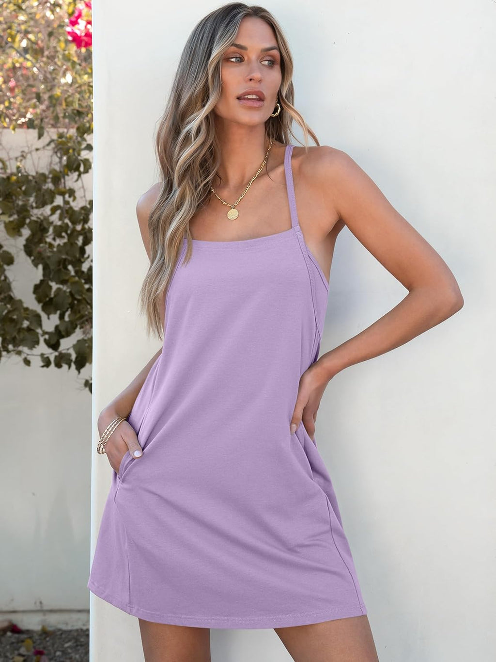 ANRABESS Women Summer Dress 2025 Beach Vacation Outfits Tennis Athletic Workout Romper Dress Built in Shorts Travel Clothes