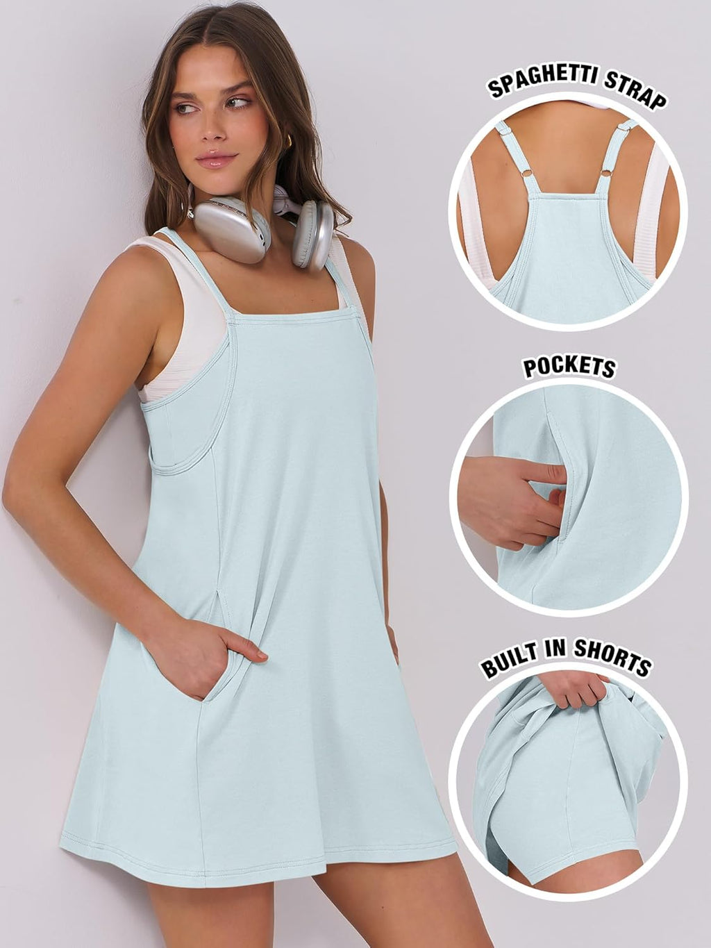ANRABESS Women Summer Dress 2025 Beach Vacation Outfits Tennis Athletic Workout Romper Dress Built in Shorts Travel Clothes