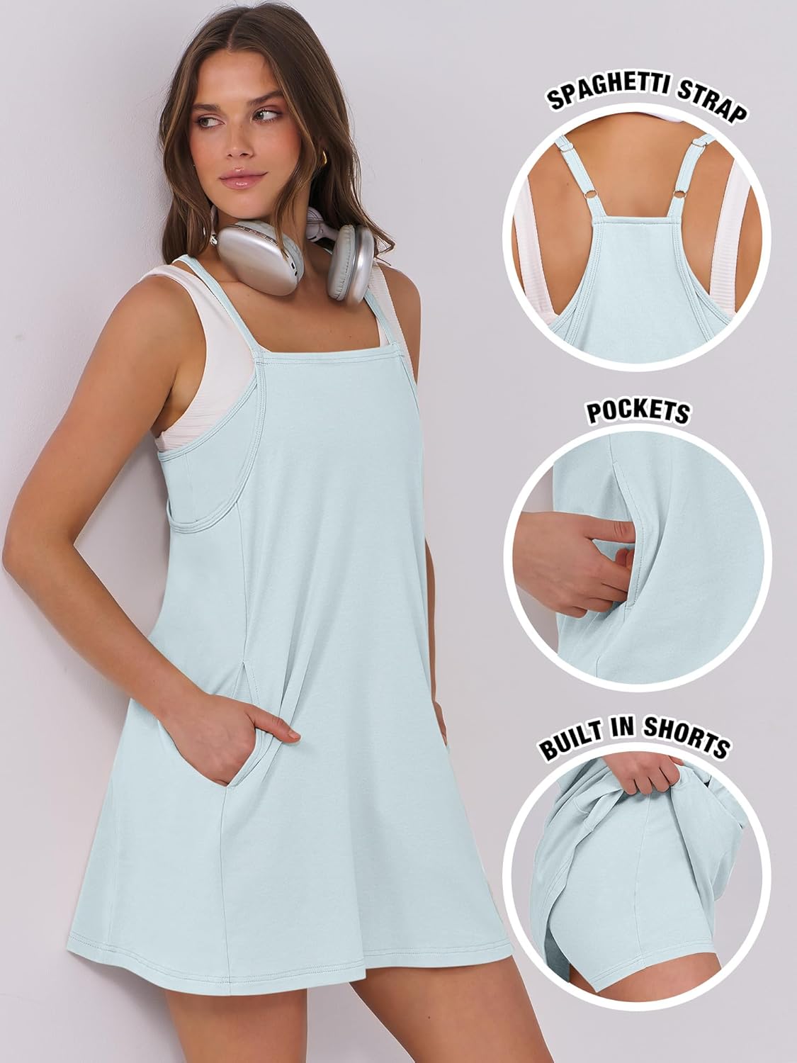 ANRABESS Women Summer Dress 2025 Beach Vacation Outfits Tennis Athletic Workout Romper Dress Built in Shorts Travel Clothes