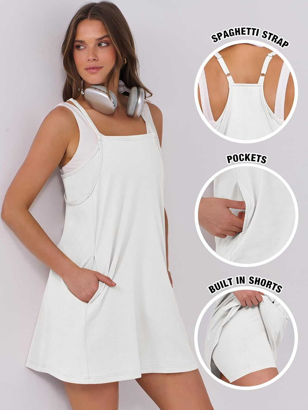 ANRABESS Women Summer Dress 2025 Beach Vacation Outfits Tennis Athletic Workout Romper Dress Built in Shorts Travel Clothes
