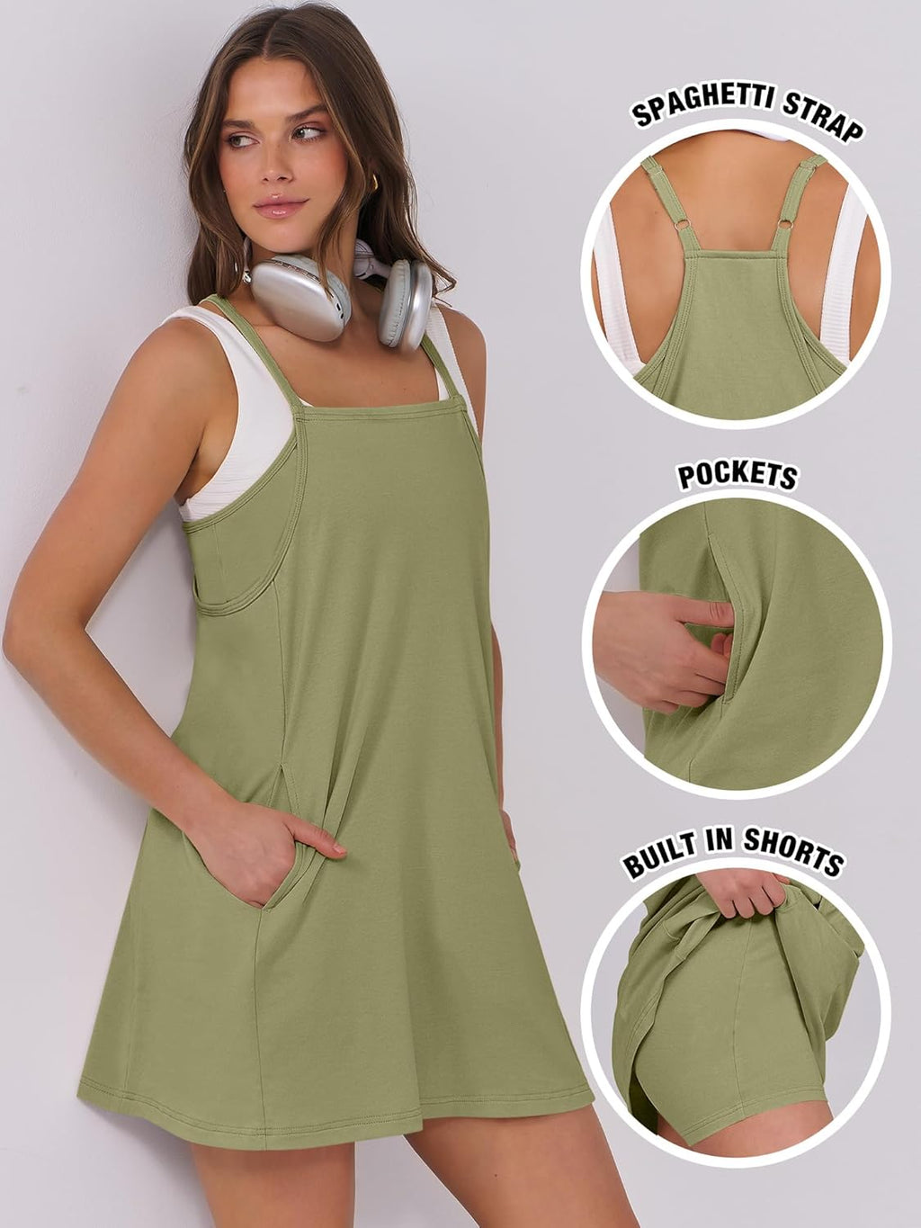 ANRABESS Women Summer Dress 2025 Beach Vacation Outfits Tennis Athletic Workout Romper Dress Built in Shorts Travel Clothes