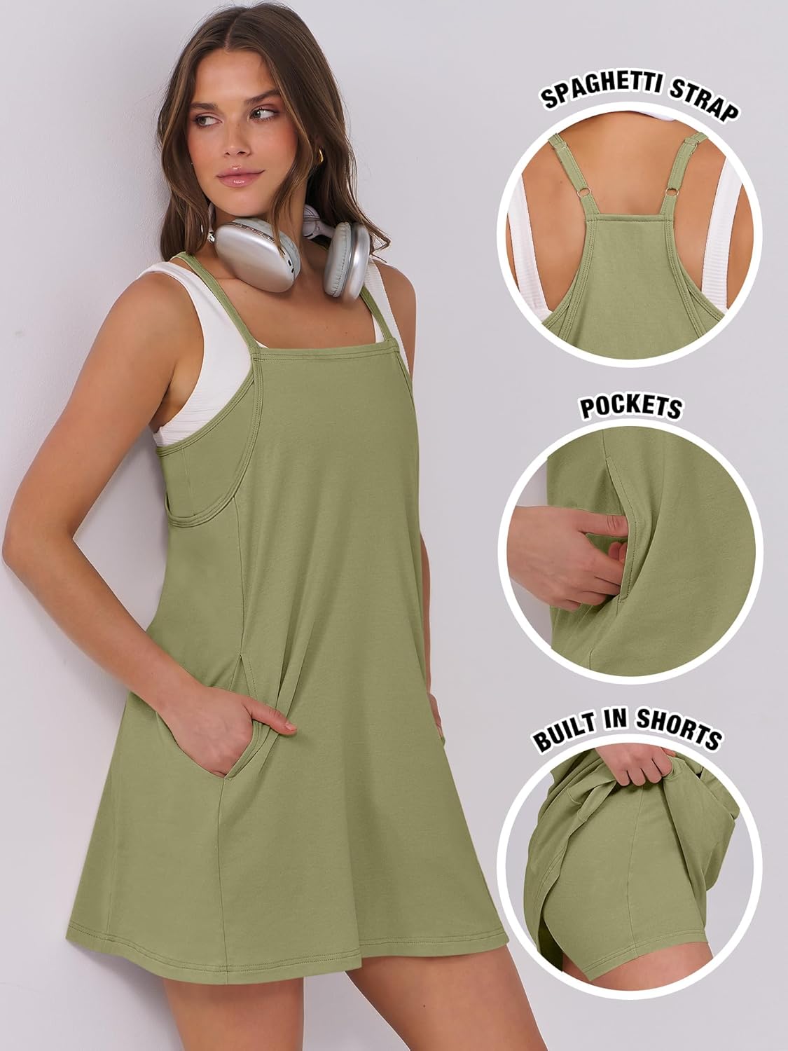 ANRABESS Women Summer Dress 2025 Beach Vacation Outfits Tennis Athletic Workout Romper Dress Built in Shorts Travel Clothes