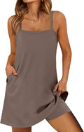Beach Vacation Outfits Tennis Athletic Workout Romper Dress Built in Shorts Travel Clothes