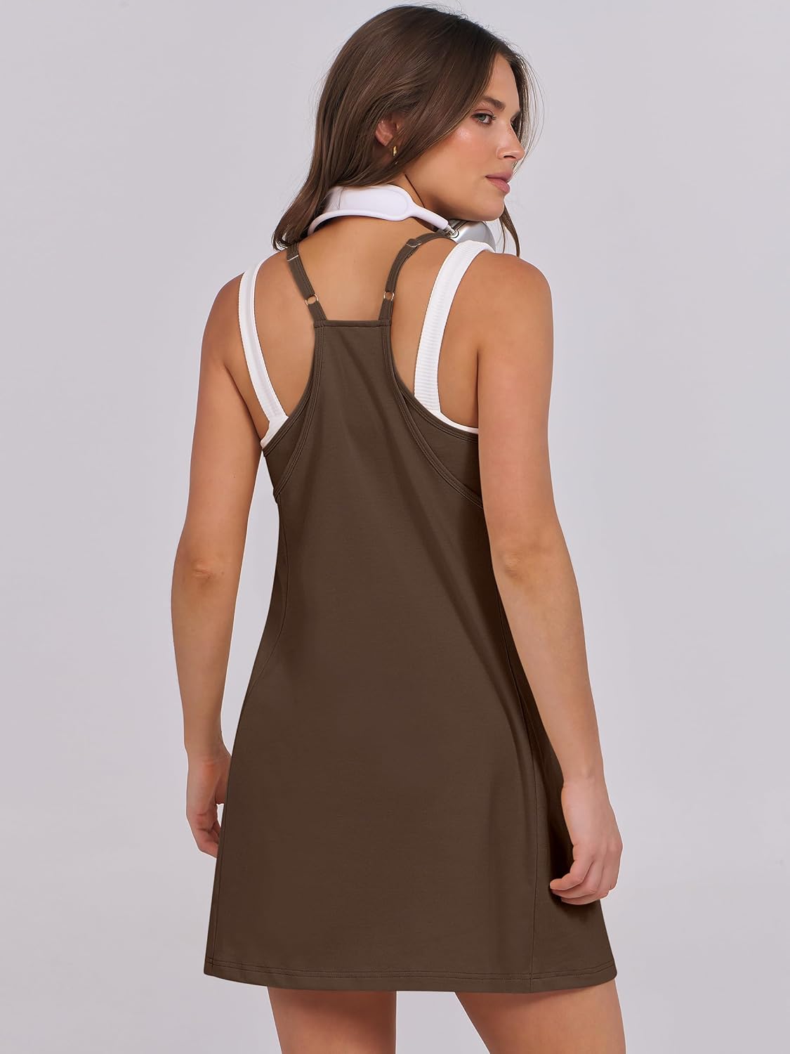ANRABESS Women Summer Dress 2025 Beach Vacation Outfits Tennis Athletic Workout Romper Dress Built in Shorts Travel Clothes